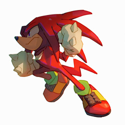 Size: 1200x1200 | Tagged: safe, artist:bluekomadori, knuckles the echidna, clenched fists, frown, looking ahead, looking offscreen, simple background, solo, white background