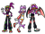 Size: 2048x1536 | Tagged: safe, artist:spicychimera, oc, bat, cat, echidna, 2024, clothes, fankid, magical gay spawn, magical lesbian spawn, next generation, parent:amy, parent:blaze, parent:knuckles, parent:rouge, parent:sonic, parent:wave, parents:blazamy, parents:knuxonic, parents:wavouge, riders outfit, simple background, smile, sonic riders, standing, transparent background, trio