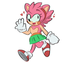 Size: 2048x1676 | Tagged: safe, artist:blizzard-peaks, amy rose, blushing, heart chest, looking up, simple background, skirt, smile, solo, transparent background, walking, waving