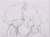 Size: 2048x1535 | Tagged: safe, artist:head---ache, amy rose, blaze the cat, cat, hedgehog, 2021, amy x blaze, amy's halterneck dress, blaze's tailcoat, clothes, cute, dress, female, females only, lesbian, line art, looking at each other, shipping, sketch, traditional media