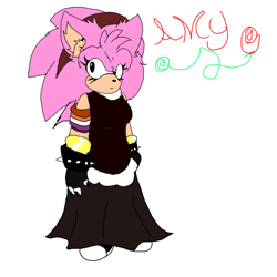 Size: 1000x1000 | Tagged: safe, artist:sonic-enterprise, amy rose, 2024, alternate outfit, dress, frown, lesbian, lesbian pride, pride, pride flag, signature, simple background, solo, white background