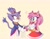 Size: 2048x1582 | Tagged: safe, artist:chonkypancake_, amy rose, blaze the cat, cat, hedgehog, 2024, alternate version, amy x blaze, amy's halterneck dress, blaze's tailcoat, blushing, clothes, cute, dress, female, females only, hands together, hearts, lesbian, looking at each other, mouth open, shipping