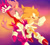 Size: 2800x2500 | Tagged: safe, artist:siggiedraws, blaze the cat, burning blaze, sonic the hedgehog, super sonic, cat, hedgehog, female, fire, male, super form