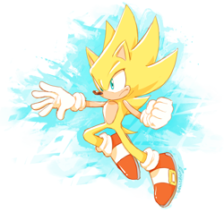 Size: 2048x1941 | Tagged: safe, artist:lightningstar1389, sonic the hedgehog, super sonic 2, sonic frontiers, clenched fist, flying, frown, looking offscreen, solo, super form