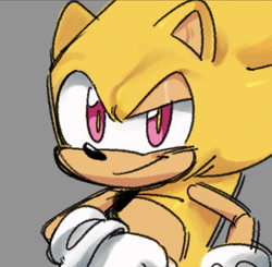 Size: 1452x1424 | Tagged: safe, artist:bl00doodle, sonic the hedgehog, super sonic, grey background, icon, looking at viewer, simple background, sketch, smile, solo, super form