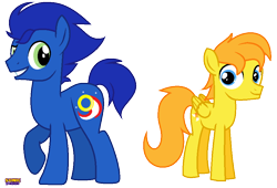 Size: 920x626 | Tagged: safe, artist:mashasparkle, miles "tails" prower, sonic the hedgehog, crossover, duo, earth pony, looking at viewer, my little pony, pegasus, ponified, pony, simple background, smile, species swap, transparent background