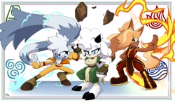 Size: 4096x2403 | Tagged: safe, artist:buddyhyped, lanolin the sheep, tangle the lemur, whisper the wolf, avatar: the last airbender, crossover