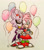 Size: 1024x1177 | Tagged: safe, artist:chazum, amy rose, blaze the cat, cat, hedgehog, 2017, amy x blaze, amy's halterneck dress, balloon, blaze's tailcoat, cake, clothes, cute, dress, eyes closed, female, females only, food, kiss on cheek, lesbian, one eye closed, shipping, traditional media
