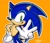 Size: 2048x1766 | Tagged: safe, artist:furdman02, sonic the hedgehog, 2024, hand on hip, looking offscreen, orange background, outline, redraw, signature, simple background, smile, solo, uekawa style, v sign, white outline
