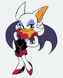Size: 1061x1311 | Tagged: safe, artist:marcuslarry627, rouge the bat, 2024, grey background, hands on hips, looking offscreen, simple background, solo, standing