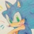 Size: 1024x1024 | Tagged: safe, artist:lemon_child4, sonic the hedgehog, 2024, icon, looking offscreen, mouth open, smile, solo, traditional media