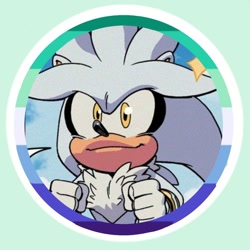 Size: 736x736 | Tagged: artist needed, safe, silver the hedgehog, edit, gay, green background, icon, mlm pride, pride, pride flag, simple background, solo, star (symbol)