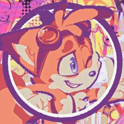 Size: 736x736 | Tagged: safe, artist:ch1lidogs, miles "tails" prower, abstract background, edit, icon, solo, sonic boom (tv)