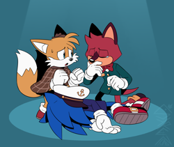 Size: 1926x1626 | Tagged: safe, artist:syrenking, barry the quokka, miles "tails" prower, sonic the hedgehog, the murder of sonic the hedgehog, trio