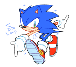 Size: 665x589 | Tagged: safe, artist:loopd33loop, sonic the hedgehog, 2024, cute, looking at viewer, signature, simple background, smile, solo, sparkles, white background