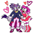Size: 1024x1039 | Tagged: safe, artist:mushroom-cookie-bear, amy rose, blaze the cat, cat, hedgehog, 2017, amy x blaze, amy's halterneck dress, blaze's tailcoat, blushing, clothes, cute, dress, female, females only, hearts, lesbian, looking at each other, mouth open, shipping