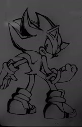 Size: 1258x1936 | Tagged: safe, artist:awhxque, shadow the hedgehog, 2024, line art, solo