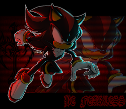 Size: 1500x1301 | Tagged: safe, artist:leskowitx, shadow the hedgehog, abstract background, echo background, looking ahead, looking offscreen, outline, redraw, smile, solo