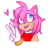 Size: 628x601 | Tagged: safe, artist:hedgester, amy rose, alternate eye color, blue eyes, bust, heart, looking up, simple background, smile, solo, tongue out, v sign, white background