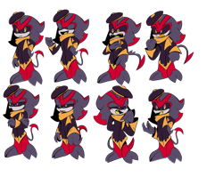 Size: 2048x1634 | Tagged: safe, artist:eclipsethedarklingiscanon, eclipse the darkling, the murder of sonic the hedgehog, black sclera, expression sheet, hat, scarf, simple background, solo, style emulation, tmosth style, transparent background
