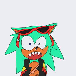 Size: 2048x2048 | Tagged: safe, artist:kptya, scourge the hedgehog, flat colors, grey background, looking ahead, mouth open, shocked, shrunken pupils, simple background, solo
