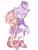 Size: 981x1280 | Tagged: safe, artist:nottsukkomia, amy rose, blaze the cat, cat, hedgehog, 2024, amy x blaze, amy's halterneck dress, blaze's tailcoat, blushing, clothes, cute, dress, female, females only, lesbian, one eye closed, shipping, tongue out