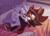 Size: 1515x1094 | Tagged: safe, artist:wolf-wick, shadow the hedgehog, silver the hedgehog, 2021, abstract background, barefoot, bed, duo, gay, holding each other, indoors, looking at them, lying down, paws, shadow x silver, shipping, sleeping, three toes