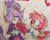 Size: 2047x1636 | Tagged: safe, artist:ieatbladeofgrass, amy rose, blaze the cat, cat, hedgehog, 2024, amy x blaze, amy's halterneck dress, blaze's tailcoat, bouquet, clothes, cute, date, dress, female, females only, flowers, holding hands, lesbian, looking at each other, shipping