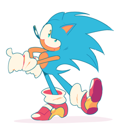 Size: 1280x1334 | Tagged: safe, artist:curryswirl, sonic the hedgehog, looking at viewer, posing, simple background, smile, soap shoes, solo, standing, white background