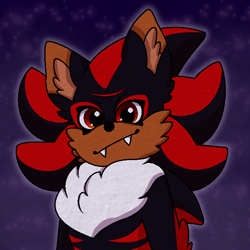 Size: 620x620 | Tagged: safe, artist:erasabledata, shadow the hedgehog, fangs, looking offscreen, outline, redesign, smile, solo