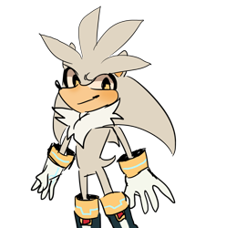 Size: 1280x1289 | Tagged: safe, artist:frulleboi, silver the hedgehog, looking at viewer, simple background, smile, solo, standing, transparent background