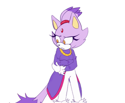 Size: 1000x820 | Tagged: safe, artist:enbyshadow, blaze the cat, frown, looking away, simple background, solo, standing, white background