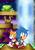 Size: 1447x2039 | Tagged: safe, artist:maniacdrawgus, miles "tails" prower, sonic the hedgehog, fox, hedgehog, sonic the hedgehog 2, 2018, :o, abstract background, classic sonic, classic tails, duo, hidden palace zone, looking offscreen, male, mania style, mouth open, signature, standing, waterfall