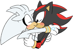 Size: 1104x751 | Tagged: safe, artist:gaysilver, shadow the hedgehog, silver the hedgehog, blushing, cute, duo, eyes closed, flat colors, gay, holding each other, kiss, shadow x silver, shipping, simple background, white background