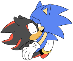 Size: 1103x913 | Tagged: safe, artist:gaysilver, shadow the hedgehog, sonic the hedgehog, comforting, cute, duo, eyes closed, flat colors, floppy ears, frown, gay, lidded eyes, shadow x sonic, shipping, simple background, white background