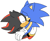 Size: 1103x913 | Tagged: safe, artist:cherucat, artist:gaysilver, shadow the hedgehog, sonic the hedgehog, comforting, cute, duo, eyes closed, flat colors, floppy ears, frown, gay, lidded eyes, shadow x sonic, shipping, simple background, white background