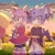Size: 1000x1000 | Tagged: safe, artist:1xycelestial, amy rose, blaze the cat, cat, hedgehog, 2024, amy x blaze, amy's halterneck dress, clothes, cute, dress, female, females only, hammer, heart, lesbian, looking at them, looking at viewer, piko piko hammer, shipping