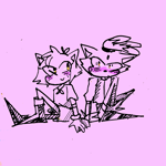 Size: 1280x1280 | Tagged: safe, artist:imsoup, amy rose, blaze the cat, amy x blaze, amybetes, blazebetes, blushing, cute, duo, holding hands, lesbian, line art, purple background, shipping, simple background, sitting, smile, sonictober