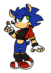 Size: 256x367 | Tagged: safe, artist:moon-drop-grape, sonic the hedgehog, clothes, crop top, fingerless gloves, flat colors, jacket, leg warmers, looking offscreen, pawpads, simple background, smile, trans female, transgender, transparent background