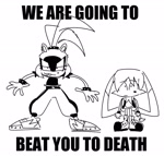 Size: 2048x1947 | Tagged: safe, artist:gaysilver, kit the fennec, surge the tenrec, black and white, duo, english text, line art, looking at viewer, simple background, standing, white background