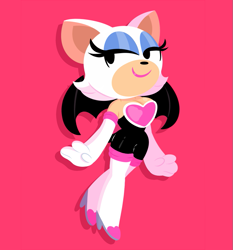 Size: 759x814 | Tagged: safe, artist:jpsupper, rouge the bat, looking offscreen, pink background, shadow (lighting), simple background, smile, solo