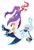 Size: 1373x2048 | Tagged: safe, artist:hallsth_eien, blaze the cat, silver the hedgehog, human, duo, fire, humanized, psychokinesis, simple background, tan skin, white background