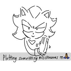 Size: 742x742 | Tagged: safe, artist:atonrg, shadow the hedgehog, 2024, :>, caption, cute, emoji, english text, hands together, lidded eyes, line art, looking at viewer, rubbing hands together, shadowbetes, simple background, smile, solo, white background