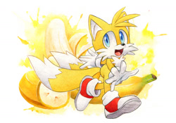 Size: 1480x1036 | Tagged: safe, artist:finikart, miles "tails" prower, banana