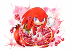 Size: 1480x1036 | Tagged: safe, artist:finikart, knuckles the echidna, pomegranate fruit
