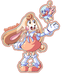 Size: 1086x1280 | Tagged: safe, artist:pastelsketches64, cheese (chao), cream the rabbit, chao, duo, flying, looking at each other, neutral chao, redesign, signature, simple background, smile, standing, transparent background