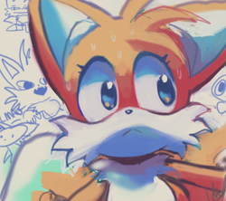 Size: 940x836 | Tagged: safe, artist:a5tros, miles "tails" prower, :<, cute, eyelashes, frown, looking offscreen, solo