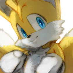 Size: 1500x1500 | Tagged: safe, artist:bhuxu, miles "tails" prower, sonic the hedgehog 2 (2022), lineless, looking at viewer, simple background, smile, solo, white background