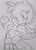 Size: 1487x2048 | Tagged: safe, artist:randomguy9991, amy rose, 2024, line art, looking at viewer, pencilwork, sitting, smile, smiling at viewer, solo, traditional media