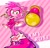 Size: 2048x1973 | Tagged: safe, artist:yaonhi, amy rose, 2024, amybetes, character name, cute, holding something, looking at viewer, outline, piko piko hammer, smile, solo, standing